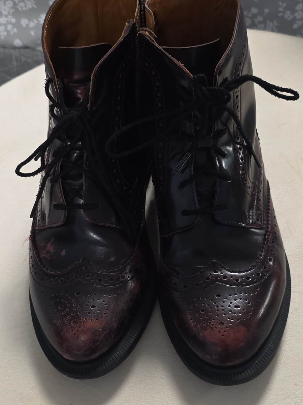 Dr. Martens Delphine Cherry-red Arcadia Leather Wingtip Womens Size 8